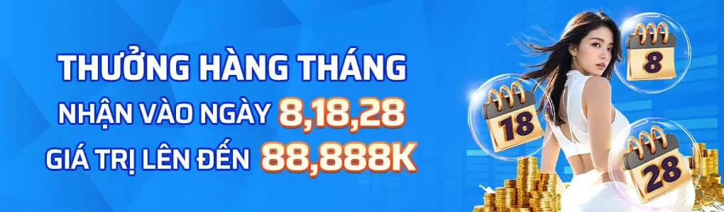 Thưởng hàng tháng tại trang TV88